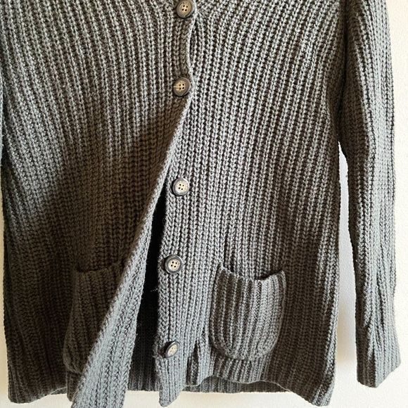J.JILL OLIVE GREEN BUTTON DOWN SWEATER CARDIGAN CABLE WOMENS PETITE SIZE XS - Picture 3 of 6